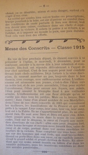 Bulletin paroissial début 1915