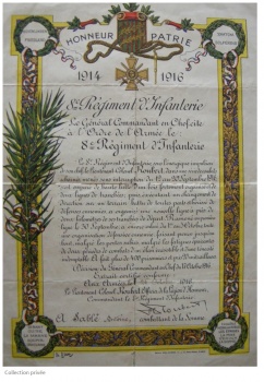 Citation du régiment à l’ordre de l’armée